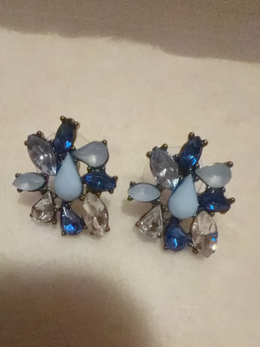 Blue Crystal Cluster Stud Earrings - Women Jewelry